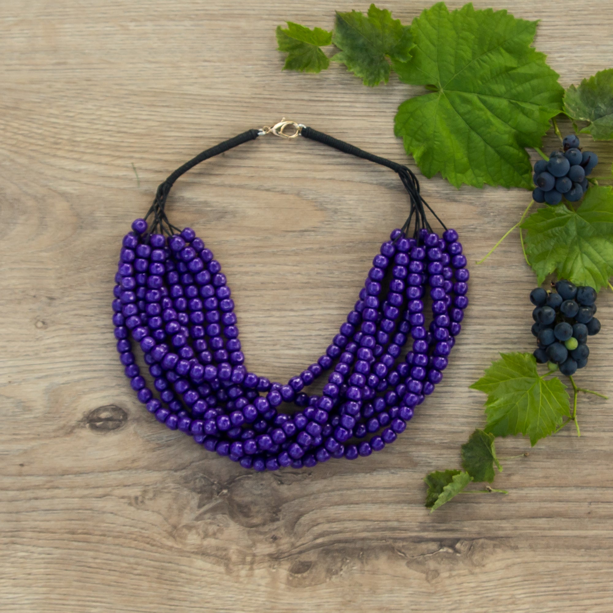 Eco Necklaces Violet Purple 💜 8mm Beads Wooden Handmade Jewelry