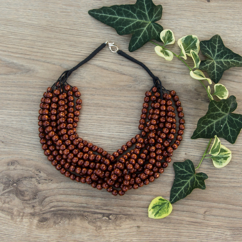 Round Wood Brown Chocolate 🤎 8mm Beads Jewellery Handmade –  WorldOfNecklaces